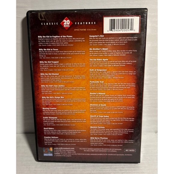 Billy The Kid 20 Movie Collection DVD Set Classic Western Films Mill Creek - Picture 2 of 5